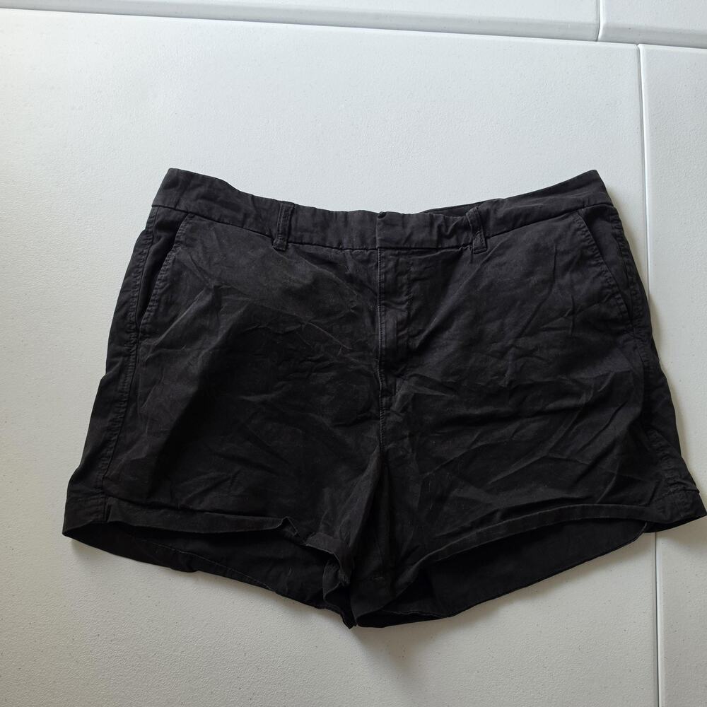 Quince Shorts Womens 14 Black Twill Chino Stretch Zip Front Pockets Summer